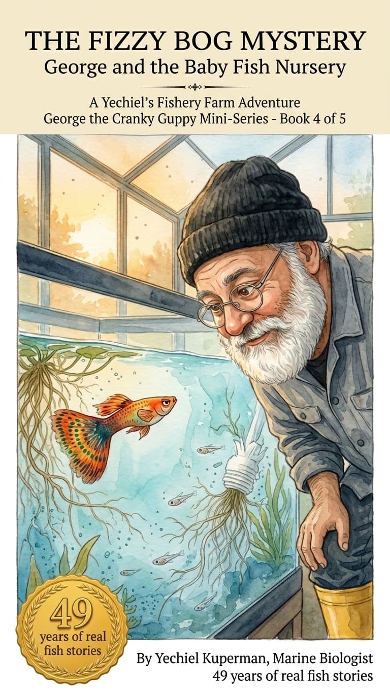 Book 4 cover — The Fizzy Bog Mystery, showing the bog with mysterious bubbles and fish investigating their environment