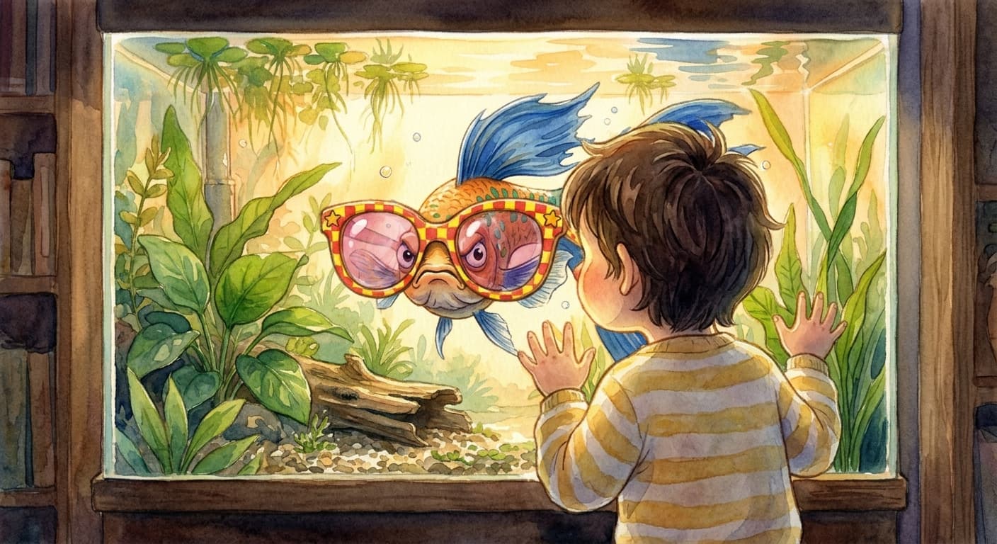 A child peering over a book, eyes bright with curiosity